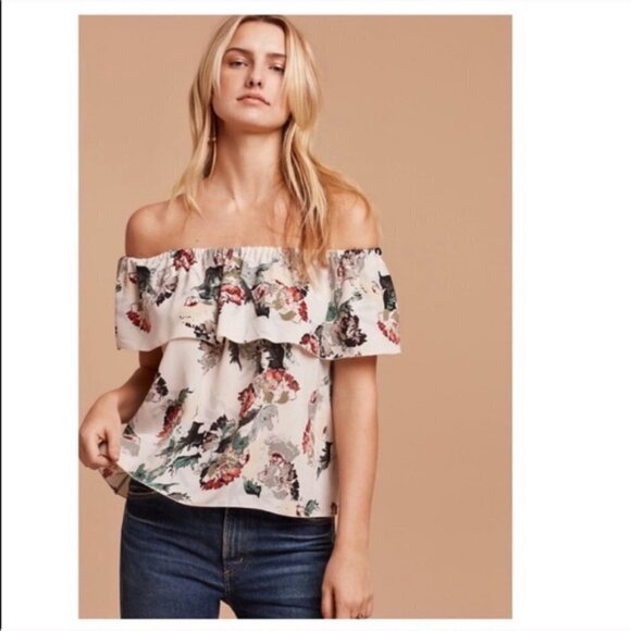Aritzia Wilfred Silk Floral Off Shoulder Blouse - Picture 2 of 10